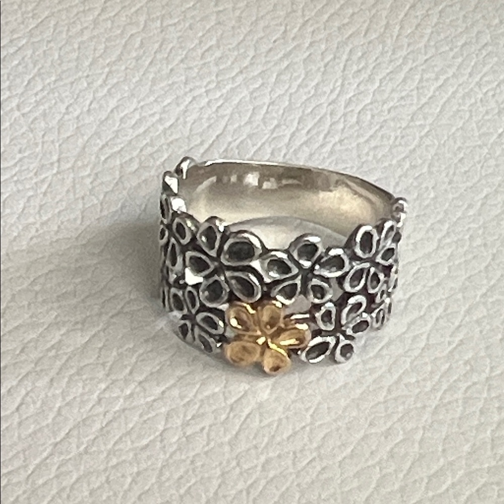 Or Paz Silver and Gold plated Floral Ring